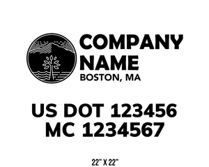 company name truck decal lawn care landscaping and usdot mc 