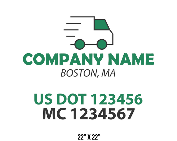 company name truck decal logistics and transportation usdot mc 