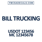 company name decal with usdot & mc number