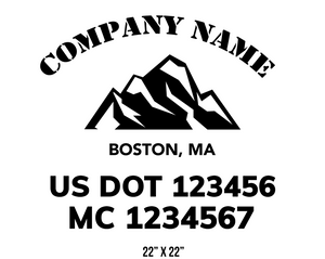 company name truck decal lawn care landscaping and usdot mc 