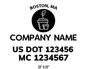 company name truck decal lawn care landscaping and usdot mc 