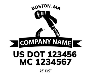 company name truck decal lawn care landscaping and usdot mc 