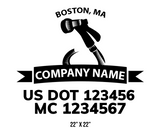 company name truck decal lawn care landscaping and usdot mc 