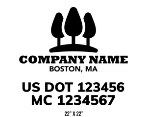 company name truck decal lawn care landscaping and usdot mc 