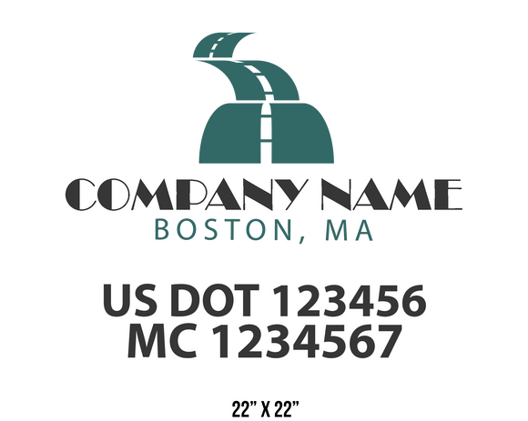 company name truck decal logistics and transportation usdot mc 