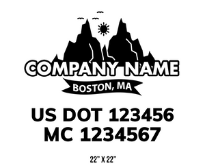 company name truck decal lawn care landscaping and usdot mc 