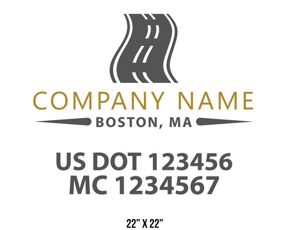 company name truck decal logistics and transportation usdot mc 