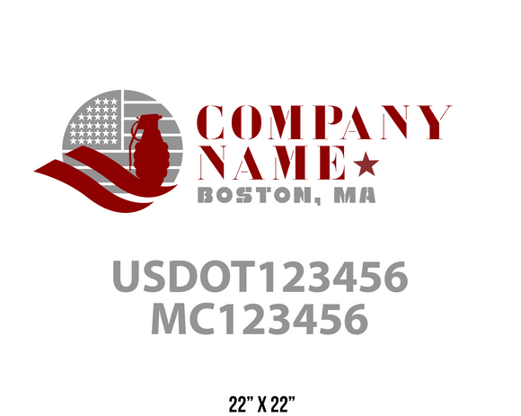 company name truck decal military and usdot mc 