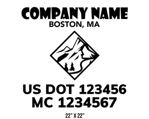 company name truck decal lawn care landscaping and usdot mc 