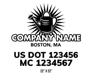 company name truck decal lawn care landscaping and usdot mc 