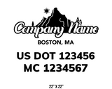 company name truck decal lawn care landscaping and usdot mc 