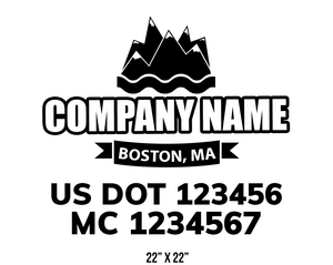 company name truck decal lawn care landscaping and usdot mc 