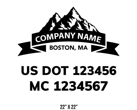 company name truck decal lawn care landscaping and usdot mc 