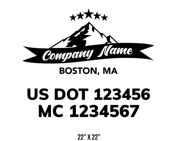 company name truck decal lawn care landscaping and usdot mc 