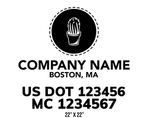 company name truck decal lawn care landscaping and usdot mc 