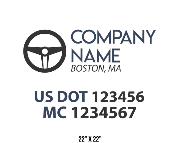 company name truck decal logistics and transportation usdot mc 