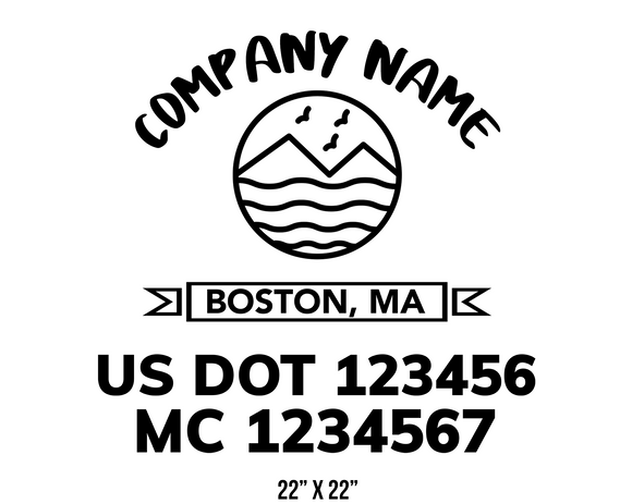 company name truck decal lawn care landscaping and usdot mc 