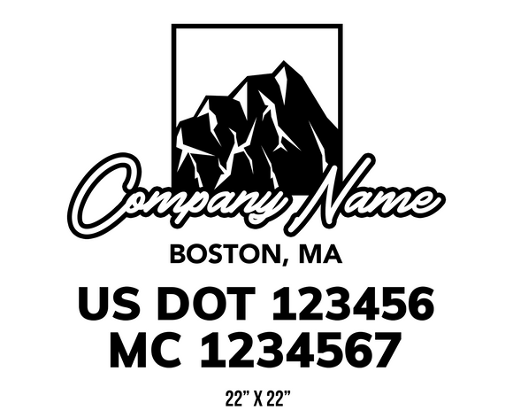 company name truck decal lawn care landscaping and usdot mc 