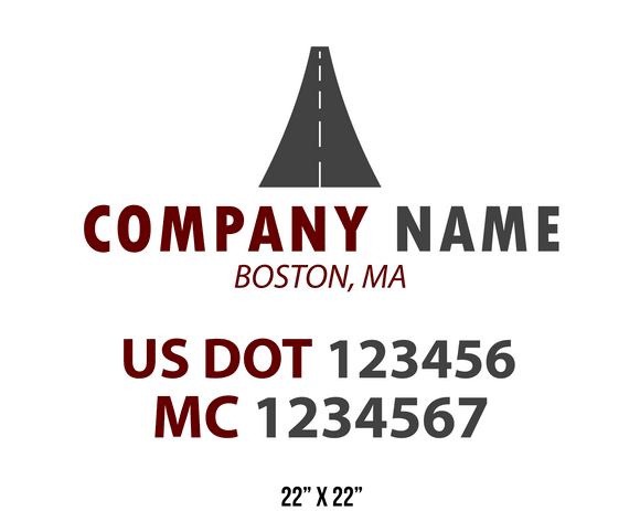 company name truck decal logistics and transportation usdot mc 