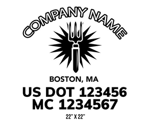 company name truck decal lawn care landscaping and usdot mc 