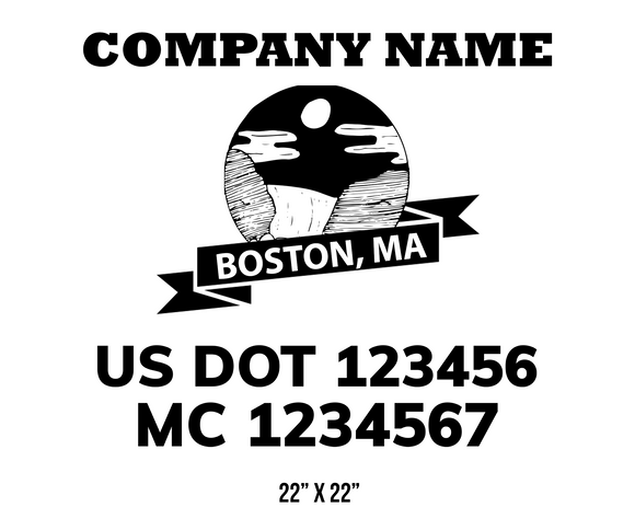 company name truck decal lawn care landscaping and usdot mc 