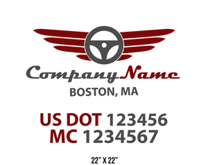 company name truck decal logistics and transportation usdot mc 