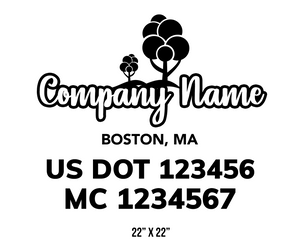 company name truck decal lawn care landscaping and usdot mc 