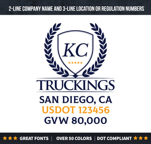 transport business name decal with location usdot gvw lettering