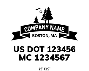 company name truck decal lawn care landscaping and usdot mc 