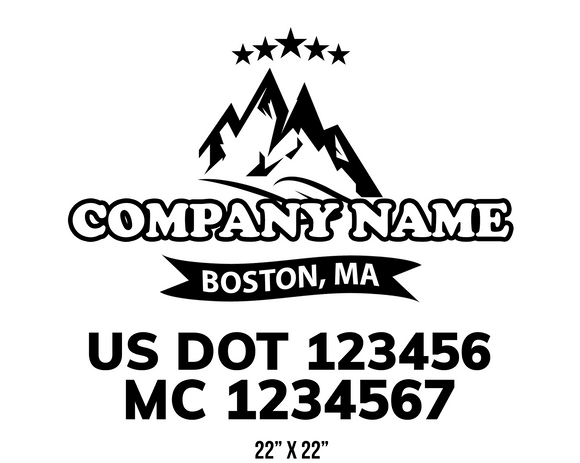 company name truck decal lawn care landscaping and usdot mc 