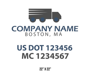 company name truck decal logistics and transportation usdot mc 