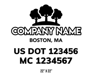 company name truck decal lawn care landscaping and usdot mc 