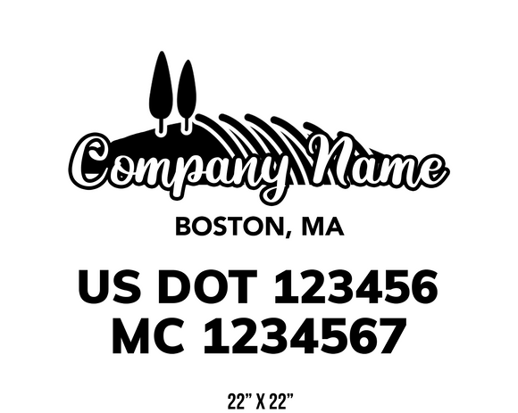 company name truck decal lawn care landscaping and usdot mc 