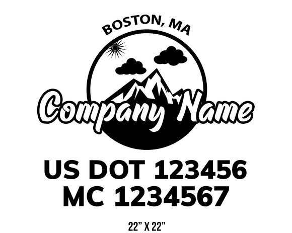 company name truck decal lawn care landscaping and usdot mc 