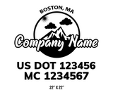 company name truck decal lawn care landscaping and usdot mc 