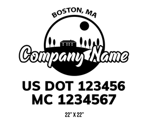 company name truck decal lawn care landscaping and usdot mc 