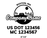 company name truck decal lawn care landscaping and usdot mc 