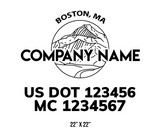 company name truck decal lawn care landscaping and usdot mc 