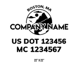 company name truck decal lawn care landscaping and usdot mc 