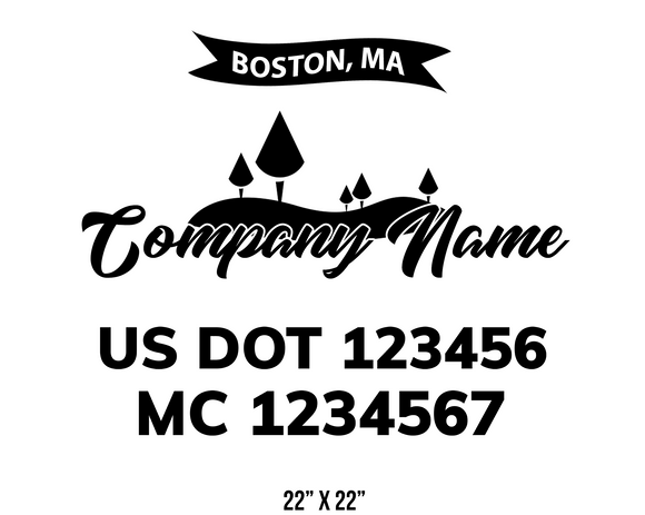 company name truck decal lawn care landscaping and usdot mc 