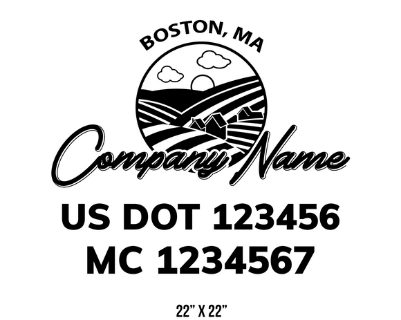 company name truck decal lawn care landscaping and usdot mc 