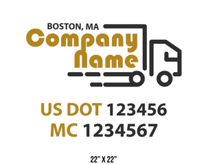 company name truck decal logistics and transportation usdot mc 