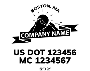 company name truck decal lawn care landscaping and usdot mc 