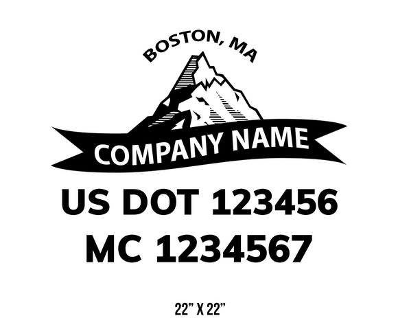 company name truck decal lawn care landscaping and usdot mc 