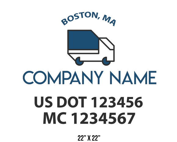 company name truck decal logistics and transportation usdot mc 