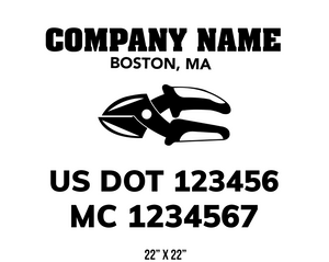 company name truck decal lawn care landscaping and usdot mc 