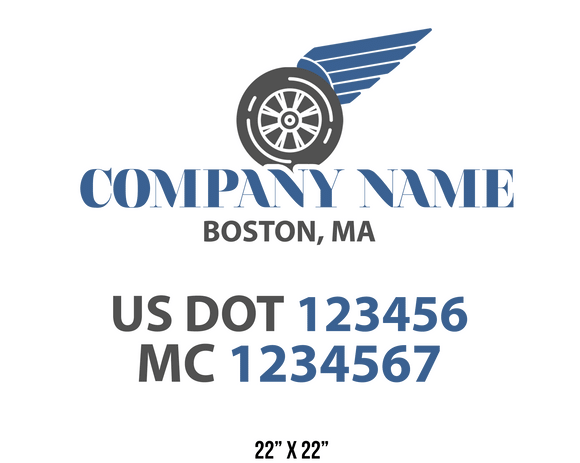 company name truck decal logistics and transportation usdot mc 