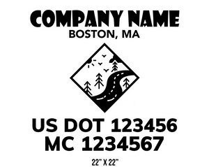 company name truck decal lawn care landscaping and usdot mc 