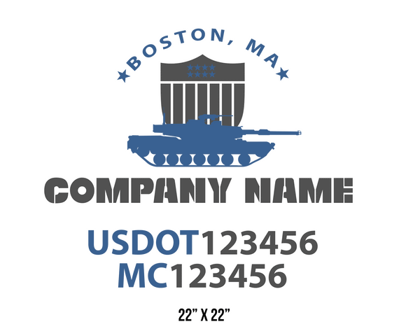 company name truck decal military and usdot mc 