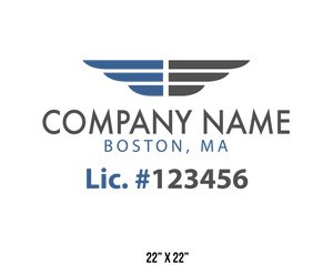 company name truck decal logistics and transportation lic license